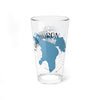 Clear glass pint glass with Lake Huron map and text graphic.