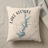 Decorative pillow with "Lake Keowee Georgia" text, map, and compass rose design.