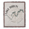 Lake Rabun Georgia map and compass design on a fringed blanket.