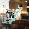 Tenkiller Ferry Life sticker with aqua lake outline and black text.