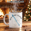 White mug with "Don Pedro Island Florida" and compass design, steaming coffee splashes.