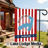 Augur Lake New York flag with red stripes and Smith Family text.