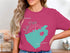 Pink t-shirt with "Lake Perris California" and a teal map outline.