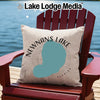Newnans Lake Florida pillow on Adirondack chair by water.
