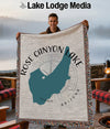 Fringed throw blanket with Rose Canyon Lake map and Arizona text.