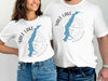 White t-shirts with Yale Lake Washington map and compass design.