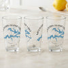 Three clear glasses with compass rose, lake map, and "Mountain Island Lake North Carolina" text.
