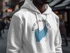 White hoodie with Rose Canyon Lake Arizona map and compass design.