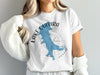 White t-shirt with blue Lake Quivira Kansas map, compass, and text.