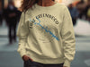 Yellow sweatshirt with Lake Greenwood South Carolina graphic featuring a compass rose and lake outline.