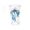 Glass with a blue map of Lake Massabesic and compass rose design.