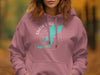 Pink hoodie with a white compass and teal Washington state outline design.