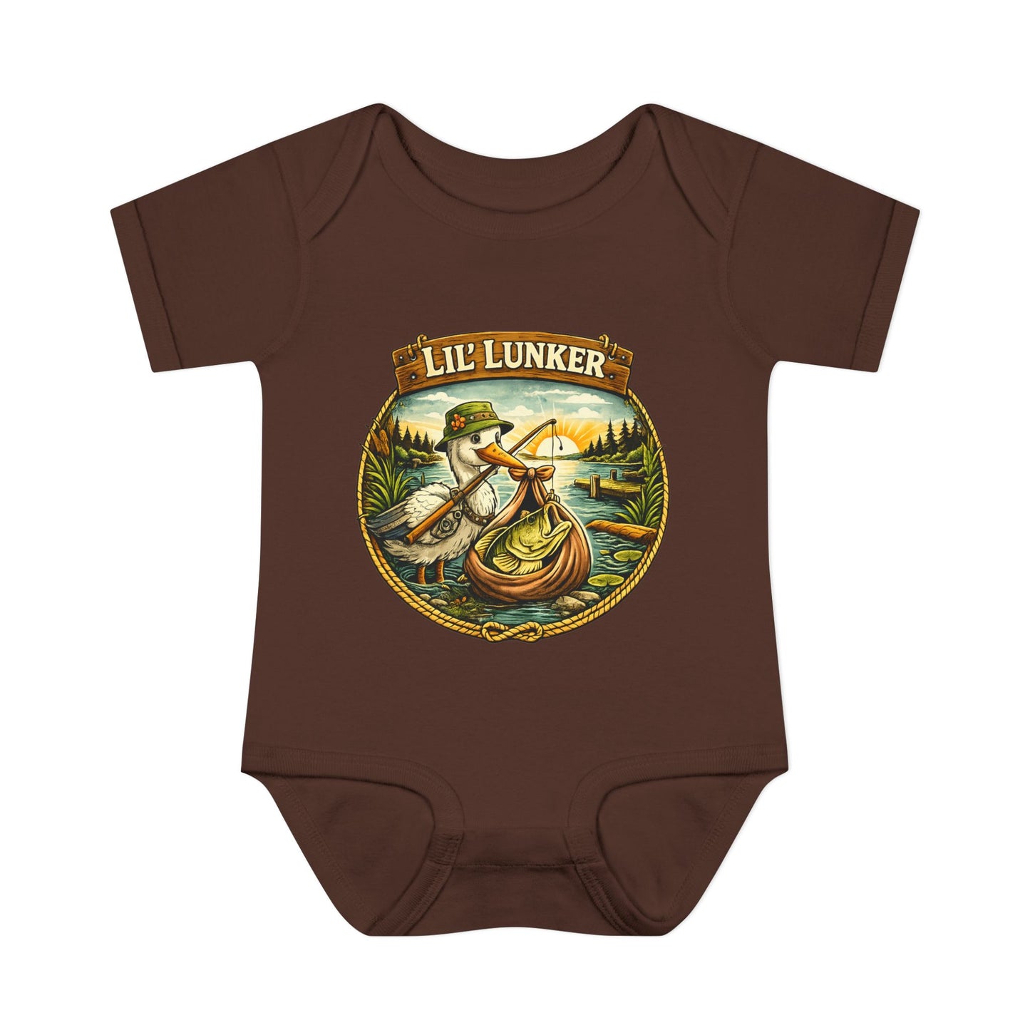 Baby Bass Fishing Lil Lunker Baby Shower BodySuit Jumper Infant Bodysuit | Baby Boy Girl Stork Delivery New Baby Gift