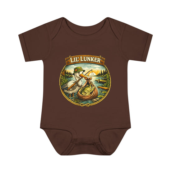 Baby Bass Fishing Lil Lunker Baby Shower BodySuit Jumper Infant Bodysuit | Baby Boy Girl Stork Delivery New Baby Gift