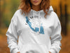White hoodie with Lake Marion graphic, compass rose, and "South Carolina" text.