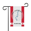 Garden flag with Lake Okanagan map, compass, and "The Smith Family" text.