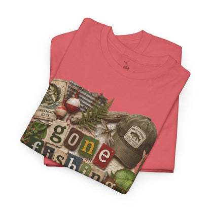 Gone Fishing T-Shirt | Scrapbooking Letters Retro Vintage Design | Retirement and Father's Day Shirt