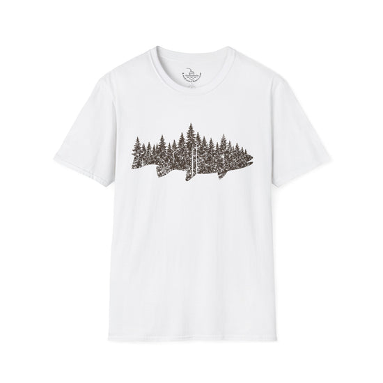 Vintage Fly Fishing T-Shirt Trout and Forest Graphic Tee, Outdoor Nature Shirt Gift for Fishermen, Angler, Grandfather