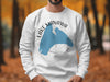 White sweatshirt with Lake Manawa Iowa map and compass design.