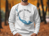 White sweatshirt with a Sanibel Island, Florida map and compass graphic.