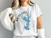 White t-shirt with Moss Lake North Carolina graphic and compass rose.