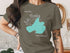 T-shirt with Lake Mendota Wisconsin map graphic and compass rose.