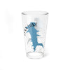 Clear glass pint glass with Lynx Lake Arizona map and compass design.