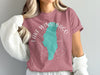 Lake Winnebago Missouri map graphic on a rose pink t-shirt.