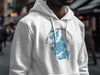 White hoodie with blue map graphic and text "Lake Chaubunagungamaug Massachusetts".