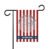 Garden flag with red and white stripes and "The Smith Family" text.