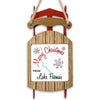Wooden sled ornament with "Merry Christmas FROM Lake Francis" text and snowflakes.