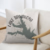 Pillow with Lake Tawakoni, Texas map and compass design.
