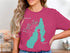 Payson Lake Idaho compass graphic on a pink t-shirt.