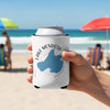 White can cooler with Lake Mendota, Wisconsin map and compass design.