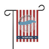 Garden flag with red and white stripes, Donner Lake map, and "The Smith Family".