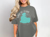 Gray t-shirt with turquoise Lake St. Clair map and compass design.