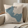 Throw pillow with Sylvan Lake map and "South Dakota" text design.