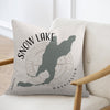 Pillow with Snow Lake Washington map, compass rose, and text.
