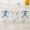 Three clear glasses with blue map of Lakewood Lakes, Missouri and compass design.