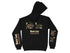 Black hoodie with "Baker Lake Washington" and nautical graphics on chest and sleeves.