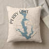 Pillow with blue Perry Lake map and "Perry Lake Kansas" text.