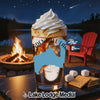 Glass of layered drink with "Mendenhall Lake" text and Alaska map overlay.