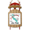 Sled ornament with "Merry Christmas From Lake Merced" and a teal map outline.