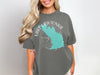 Dark grey t-shirt with Lake Lawtonka, Oklahoma map and compass graphic.