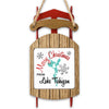Wooden sleigh ornament with "Merry Christmas from Lake Michigan" text and snowflakes.
