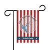 Garden flag with red and white stripes, compass, and "The Smith Family" text.