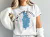 White t-shirt with Lake Derwentwater graphic and compass design.