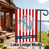 Red and white striped garden flag with "Lake Fork Texas" map and "The Smith Family".