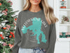 Grey crewneck sweatshirt with Yellowstone Lake outline and compass graphic.