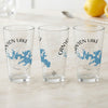 Three clear glasses with "Canyon Lake Texas" and a blue lake map design.